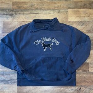 The Black Dog Deep Blue Pullover tie neck heavy weight sweatshirt size XS